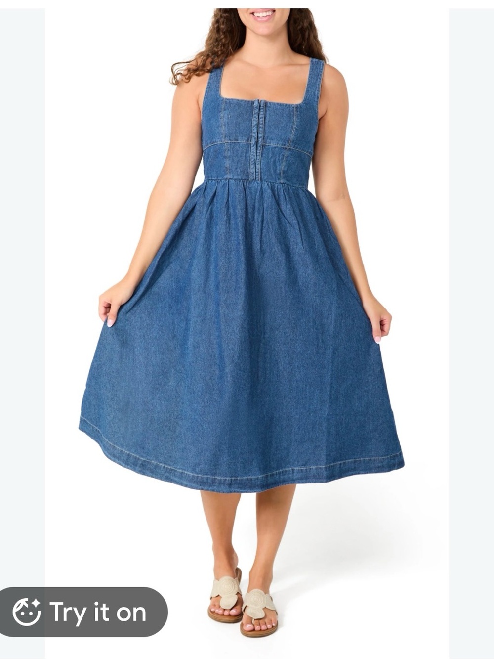 Lone Star Denim Corset Midi Dress Blue M